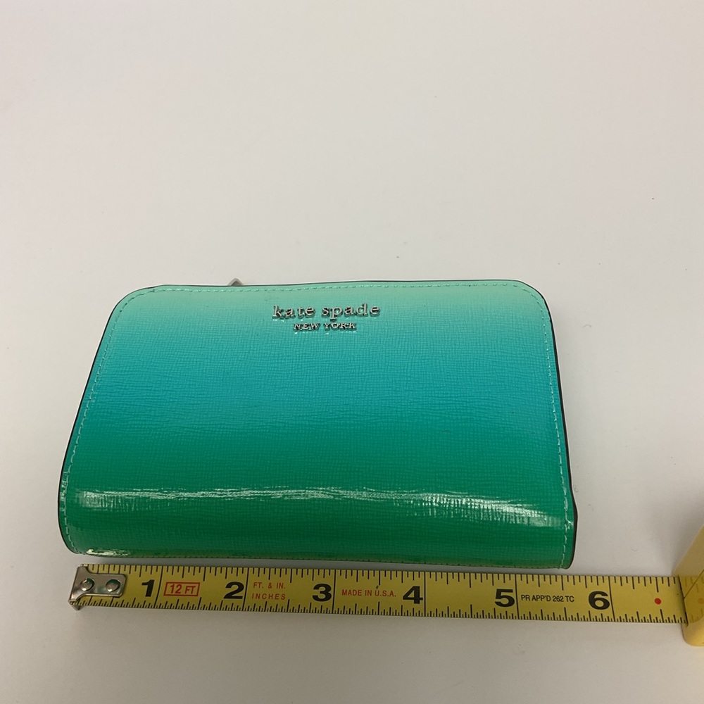 KATE SPADE PATENT LEATHER WALLET AQUA OMBRE NWOT - Picture 7 of 15